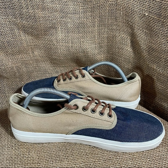 Vans Canvas Lo Two Tone Sneaker Blue Tan Lace up - Picture 4 of 13